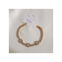 Xuping Vıp Kaliteli Antialerjik Üç Baget Kesimli Zirkon Taşlı Kraliyet Rose Gold Bileklik Rose Gold