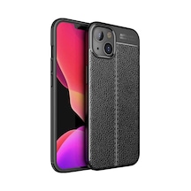 Apple Uyumlu iPhone 14 Kılıf Tam Korumalı Lüx Deri Kapak Silikon