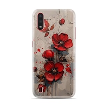 Samsung Samsung Galaxy Uyumlu A01 Kılıf Boutique Baskılı Resimli Kırmızı Çiçek Pcode -098