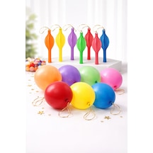 Beysüs 10 Adet Lastikli Zıpzıp Balon Ipli Büyük Balon Standart
