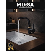 Lüx Siyah-gold Armut Balıksırtı Borulu Banyo Lavabo Bataryası, Musluğu, Çeşmesi Çift Su Girişli