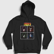 Presmono Unisex Band Kiss Kapüşonlu Sweatshirt Siyah