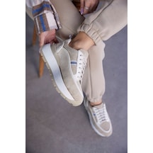 Dapne Bej Hakiki Süet Kalın Tabanlı Kadın Sneaker-Bej