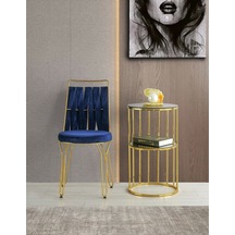 Yan Sehpa Gold Ayaklı Füme Cam Kurulu