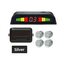 Dashanshop Hippcron 4 Sensörlü Park Sensörü Kiti Lcd Ekranlı Universal 8 Renk Gümüş