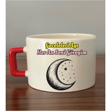 Geceleri Ayı Her An Seni Göreyim Fincan Kupa Bardak - Seramik Çay, Kahve Hediyelik Bardağı Beyaz