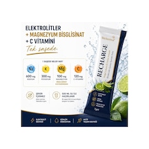 Recharge 20 Saşe, Şekersiz Elektrolit İçecek Tozu, Magnezyum Bisglisinat Ve C Vitamini, Limon & Citrus Aromalı
