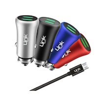 Linktech M581 12W 2.4A Metal Araç Şarj Aleti Ve Micro Usb Kablo S