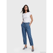 Lcw Jeans İndigo Beli Lastikli Carrot Fit Kadın Jean Pantolon