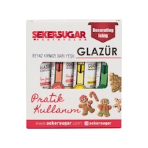 Glazür 4 Lü Süsleme Seti 40 G Beyaz, Kırmızı, Sarı, Yeşil Pasta Ve Kurabiye Dekoru