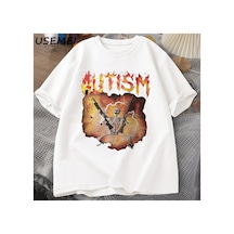 Tarzsokak Otistik Komik İskelet T-shirt Erkek Kadın Meme Grafik T Shirt Harajuku Moda Pamuk Vinta 2817 Beyaz