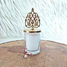 3'lü Işlemeli Gold Bardak Mum