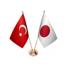 Masa Üstü Japonya Bayrağı Türk Bayrağı İkili Pirinç Direk Masa Ba