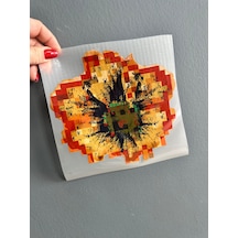 Ütü İle Yapışan Kahverengi Çiçek Transfer Baskı Arma 20x19 Cm