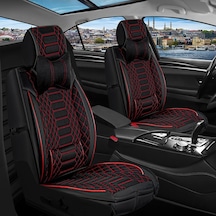 Subaru Forester Uyumlu Lüks Deri Oto Koltuk Kılıfı Ön Arka Takım Set Siyah Kırmızı Fs