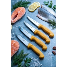 Lazbisa Mtf-007 Gold Serisi Mutfak Bıçak Seti Et Ekmek Sebze Bıçağı 4 Lü Set Günlük Kullanım Sarı