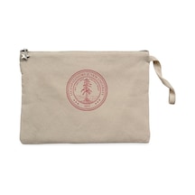 Stanford University Circle Logo Krem Clutch Cüzdan / El Çantası Krem