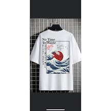 Startmore Erkek Beyaz No Time Oversize Bisiklet Yaka Tshirt Beyaz