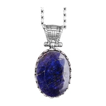 Doğal Taş Kolye - 925 Ayar Gümüş Kolye Safir