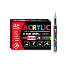 Akrilik Brush Marker Kalem Seti, Esnek Fırça Uçlu 48 Renk