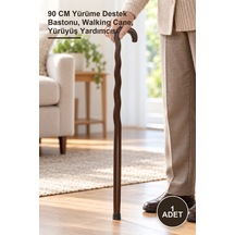 1 Adet Ahşap Baston 90 Cm Yürüme Destek Bastonu, Walking Cane, Yürüyüş Yardımcısı