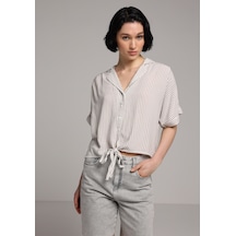Colin's Colins Fashion Fit Shirt Neck Çizgili Kadın Yeşil Kısa Kol Gömlek Cl1081472 Q1.v1 Sag Çok Renkli