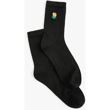 Koton Çiçek İşlemeli Soket Çorap Siyah 4sak80267aa 4SAK80267AA999