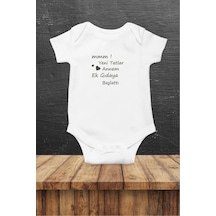 Hediyenza Mmm Yeni Tatlar Özel Tasarım Bebek Zıbın Pamuklu Çıtçıtlı Body Beyaz
