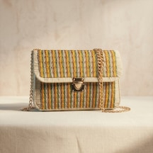 Patch&soul Desenli Kanvas Çanta- El Yapımı Bej-yeşil-sarı