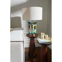Wood Wooden 2'li Set Fitilli Mantar Yan Sehpa Modern Koyu Ceviz Renk Fiskos Ceviz