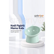 Galeriyo Kedi Figürlü Mama Kabı Yeşil Yesıl