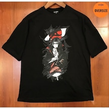 Kalic Studio Naruto Akatsuki Itachi Uchiha Crows Baskılı Oversize Siyah Siyahorj327