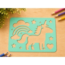3d Baskı Unicorn Ve Gökkuşağı Çizim Şablonu - Desen Kalıbı - Mint