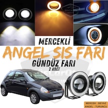 Ford Ka 1996-2008 Uyumlu Üniversal Mercekli Angel Sis Farı Metal Su Geçirmez 76 Mm Turuncu Halkalı Gündüz Farı Angel Eyes 2 Adet 00 Şüscaroto Aksesuar