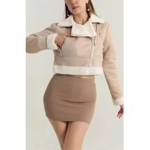 İçi Kürklü Dışı Süet Kısa Kaban Bej T1186 Bej İçi Kürklü Dışı Süet Kısa Kaban Bej T1186 Bej