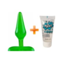 Truva Shop Süper Mini Jel Dokulu Anal Plug Yeşil + Wet Kayganlaştırıcı Jel 50 ML