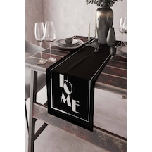 Siyah Home Yazılı Premium Masa Örtüsü Runner Rnr329n11