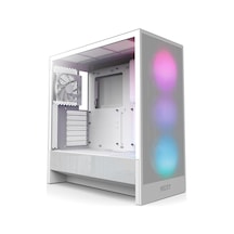 Nzxt H5 Flow Rgb 2024 - Kompakt Atx Mid-tower Pc Oyun Kasası - Yüksek Hava Akışı - F360 Rgb Çekirdek Cv Dahil - 360mm Ön Ve 240mm Üst Radyatör Desteği - Kablo Yönetimi - Temperli Cam - Beyaz Sku: M