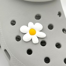 Crocs Terlik Süsü Ve Aksesuarı , Çanta Süsü Jibbitz 3d Çiçek 01 Logo Aksesuar Beyaz-Sarı