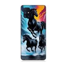 Samsung Galaxy M51 Uyumlu Siyah Atlar Desenli Silikon Kılıf