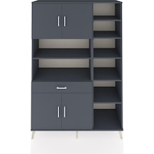 Hyperion Dolap 10 Raflı Tek Çekmeceli 4 Kapaklı 132x44x195 Antrasit-antrasit/antrasit Antrasıt/antrasıt