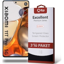 Xiaomi Mi 11T PRO 5G ile Uyumlu Kırılmaz Cam Ekran Koruyucu Ekonomik 3'lü Paket