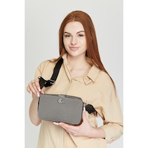 Morpelikan Koyu Gri Kabartma Kadın Omuz Çantası Gri