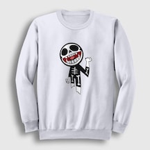 Presmono Unisex Bonesy Gorillaz Sweatshirt Beyaz