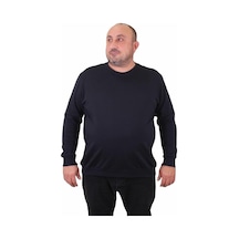 Starbattal Büyük Beden Sıfır Yaka Classic Sweat 23216 Lacıvert-Lacıvert Lacivert