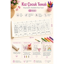 Boyanabilir Kesilebilir Rulo Tuval Kız Çocuk Temalı 8 Model Boyama Seti 160x30 Cm