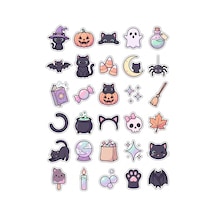 30 Adet Sevimli Kara Kedi Sticker Seti - Laptop Defter Telefon Ajanda Çok Renkli