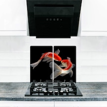 Cam Ocak Koruyucu ve Kesim Tablası İkizler (80cm x 52cm) 2 Parça