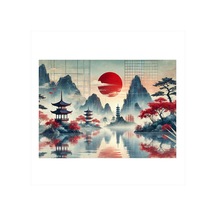 Geleneksel Japon Manzarası Desenli Mdf Tablo