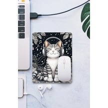 Sonictouch Müzik Sever Kedi Temalı Pürüzsüz Yüzey Kaymaz Taban Dikişsiz Kenar Gamer Oyuncu Mouse Pad Mousepad